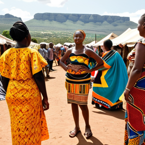 Home 11 **
A vibrant photo capturing the spirit of South Africa. In the foreground, diverse people of different ages and ethnicities are engaging in activities like a community festival. Colorful African fabrics and art are displayed. In the background, a modern cityscape blends seamlessly with a traditional landscape. The image should evoke a sense of unity, cultural richness, and the blending of past and present that Afrikaans represents. Focus on warm lighting to enhance the welcoming atmosphere.
**